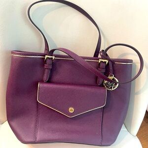 Michael Kors Plum Saffiano Frame Leather Handbag